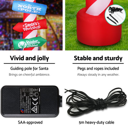 Christmas Inflatable Candy Pole 2.4M Illuminated Decorations