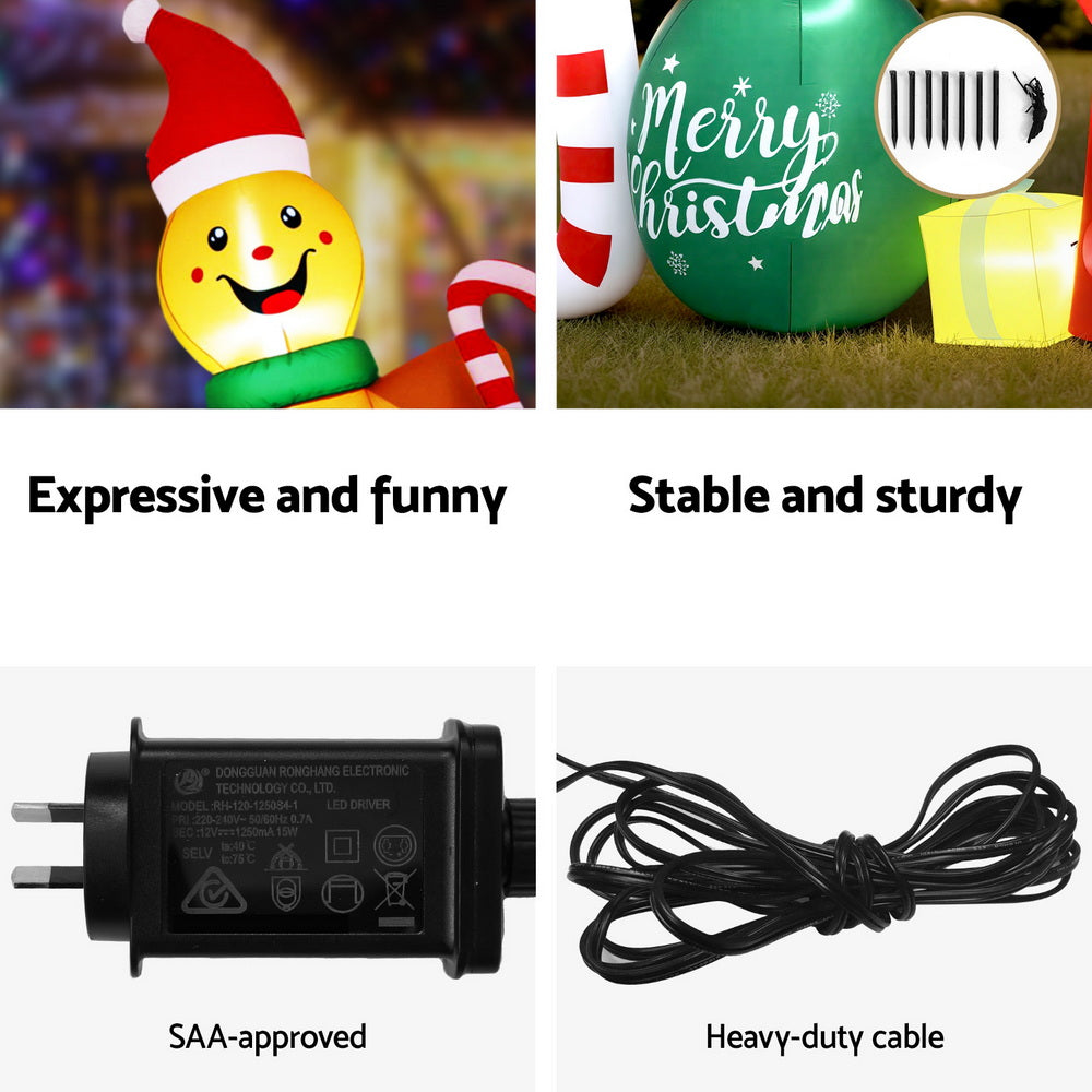 Christmas Inflatable Gingerman Joy 3M Long Outdoor Decorations Illuminated