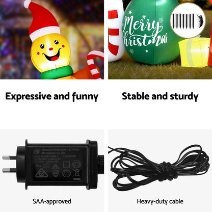 Christmas Inflatable Gingerman Joy 3M Long Outdoor Decorations Illuminated