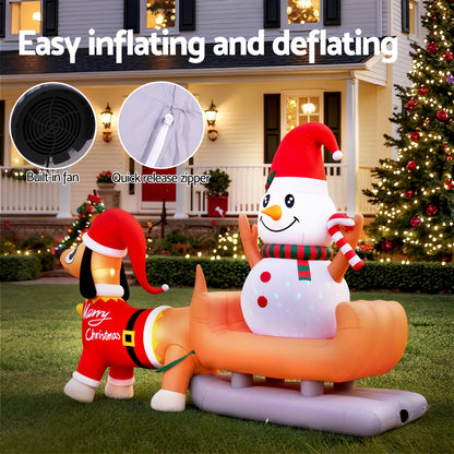 Christmas Inflatable Snowman Dog 4.2M Tall Outdoor Decorations Illuminated
