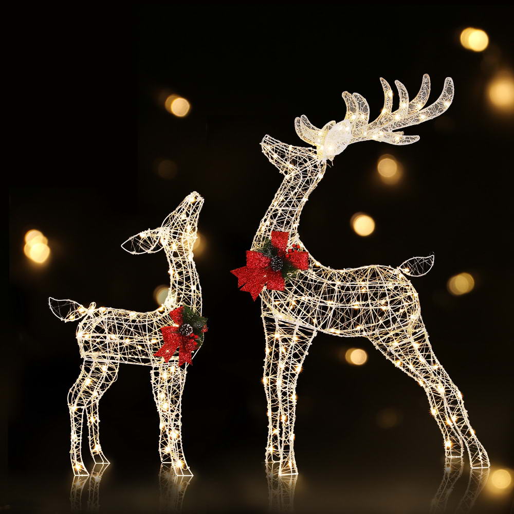 2 PCS Christmas Lights 170 LED Fairy Light Reindeer Decorations