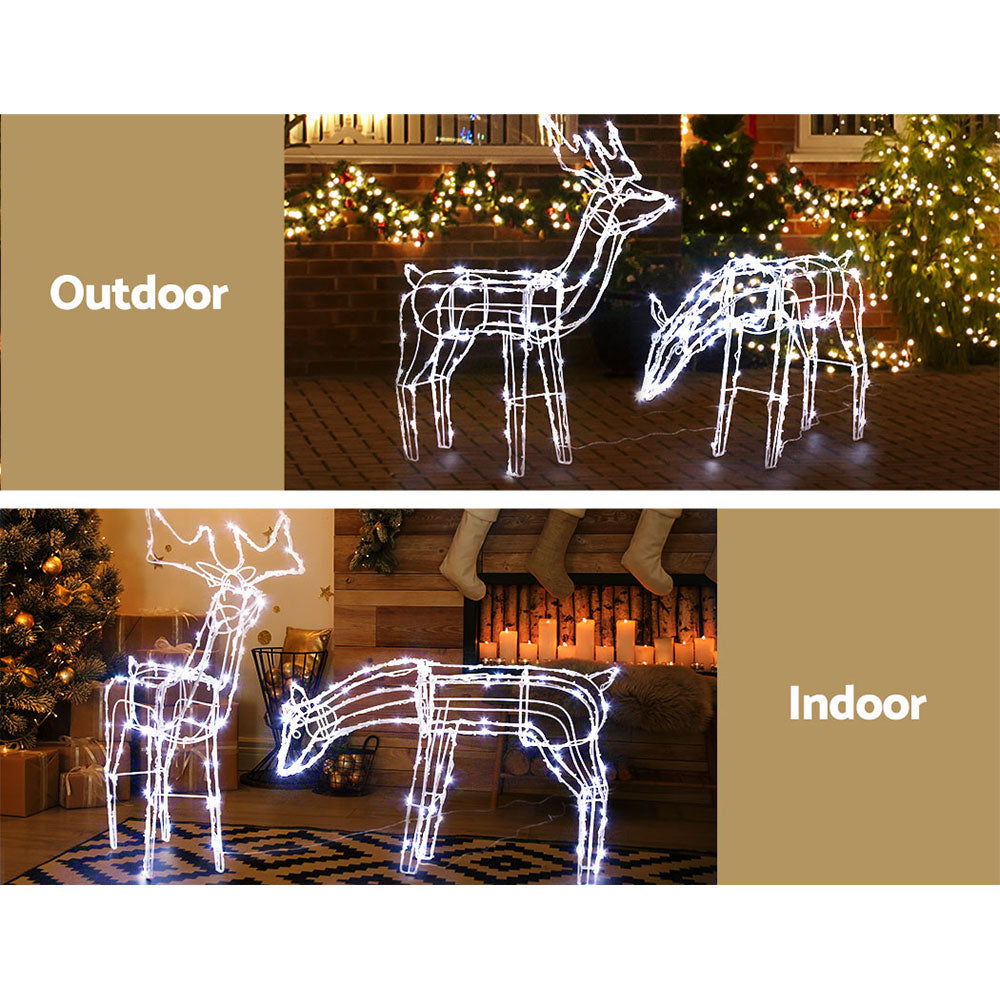 2 PCS Christmas Lights Reindeers 200 LED Decorations