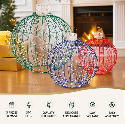 Christmas Lights 320 LED Fairy Light 3pcs Ball Decorations Set