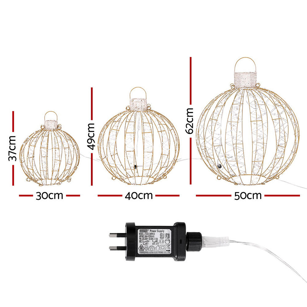 3 PCS Christmas Lights 360 LED Fairy Light Ball Decorations
