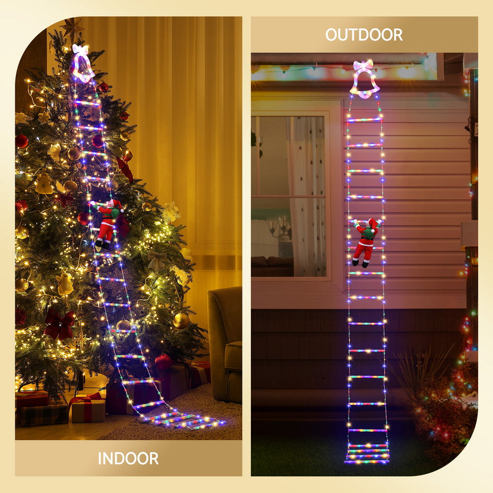 3.5M Christmas Lights 300 LED Ladder Light with Santa Claus Decor