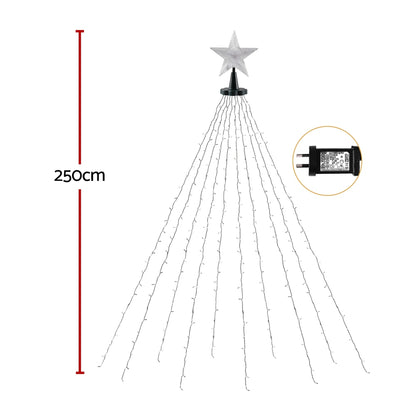 2.5M Christmas Lights Waterfall String Light 300 LED Star Topper