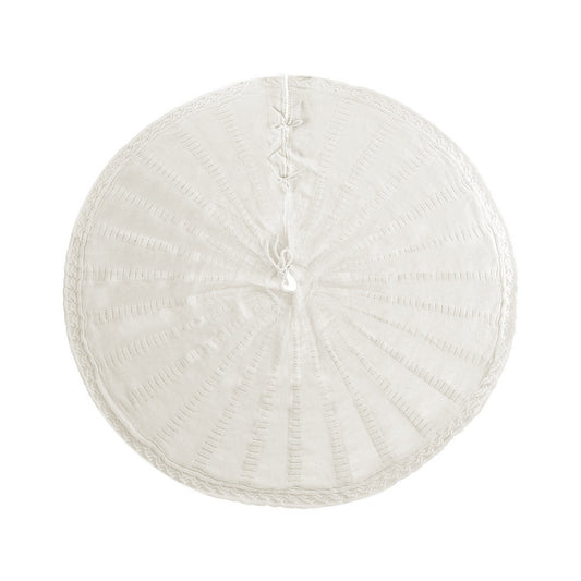 Christmas Tree Skirt 120cm Knitted Xmas Tree Ornaments Decor Beige