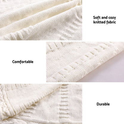 Christmas Tree Skirt 90cm Knitted Fabric Xmas Ornament Decor Beige