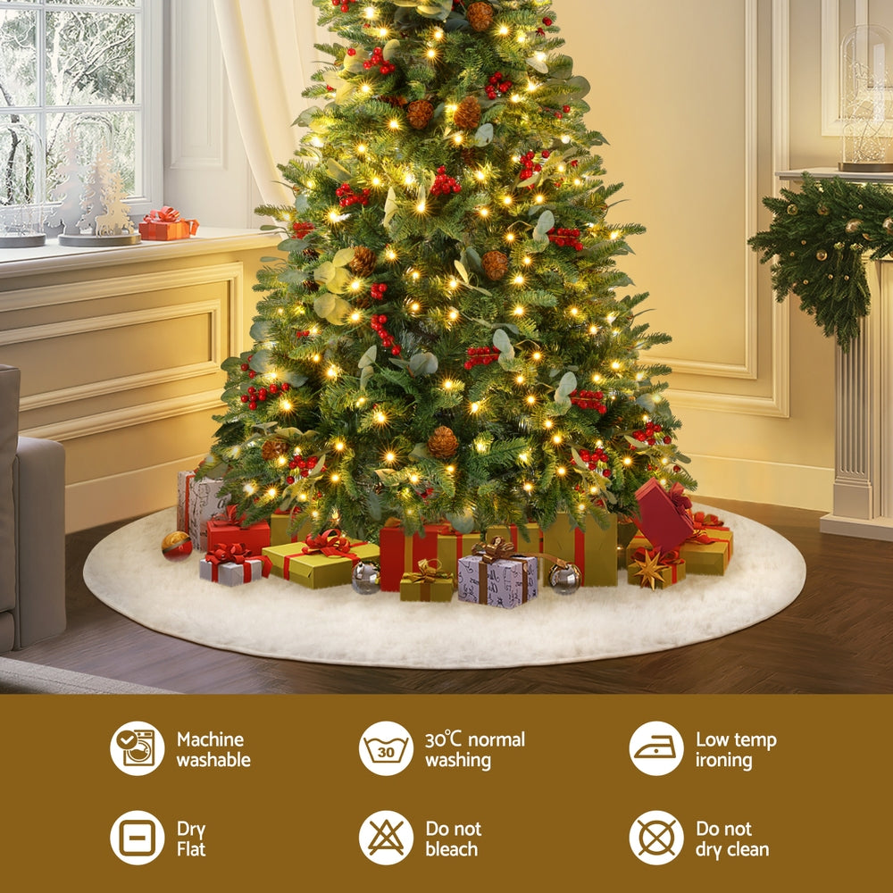 Christmas Tree Skirt 120cm Plush Xmas Fluffy Ornaments Decor White