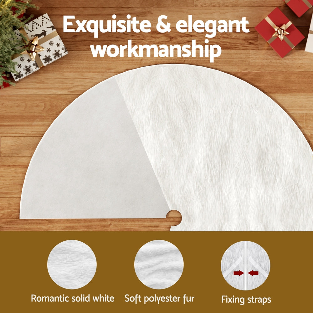 Christmas Tree Skirt 120cm Plush Xmas Fluffy Ornaments Decor White