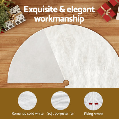 Christmas Tree Skirt 120cm Plush Xmas Fluffy Ornaments Decor White