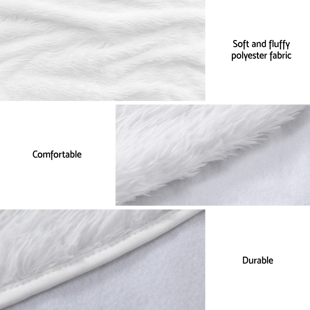 Christmas Tree Skirt 120cm Plush Xmas Fluffy Ornaments Decor White